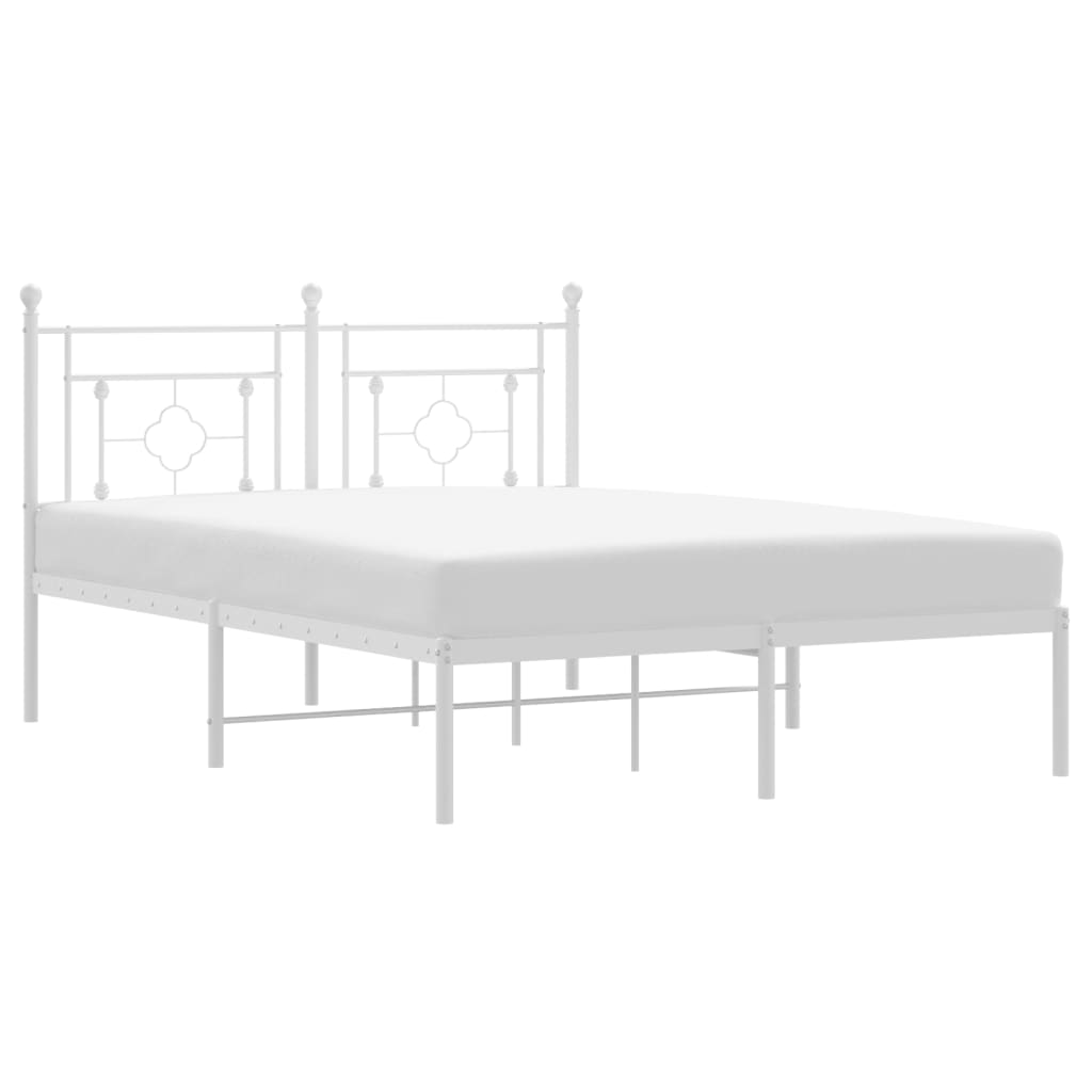 Metalni okvir za krevet s uzglavljem bijeli 140 x 190 cm