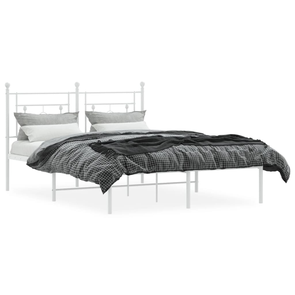 Metalni okvir za krevet s uzglavljem bijeli 140 x 190 cm