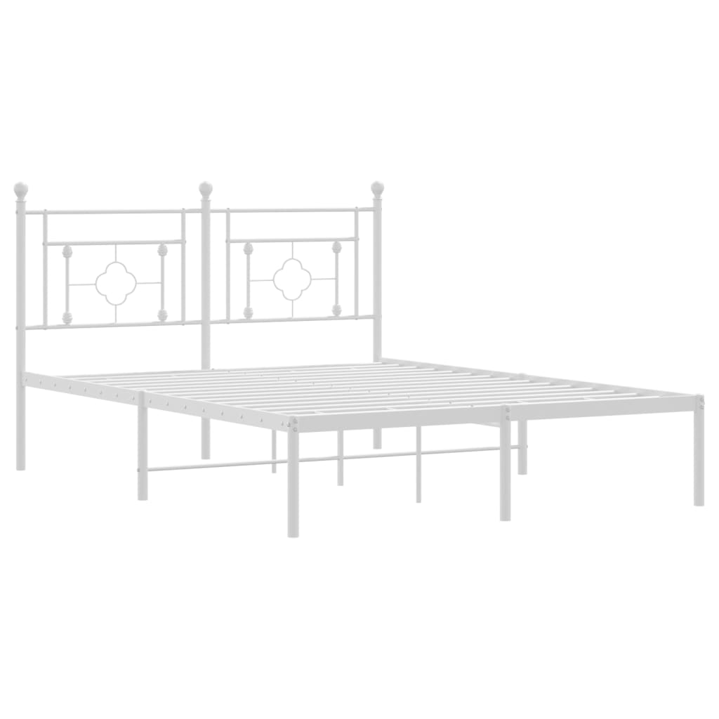 Metalni okvir za krevet s uzglavljem bijeli 140 x 200 cm