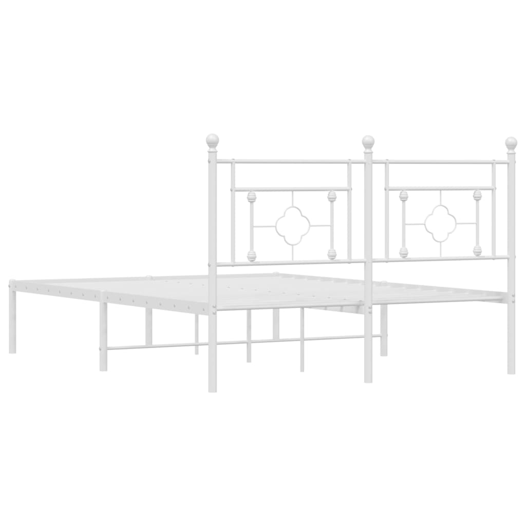 Metalni okvir za krevet s uzglavljem bijeli 140 x 200 cm