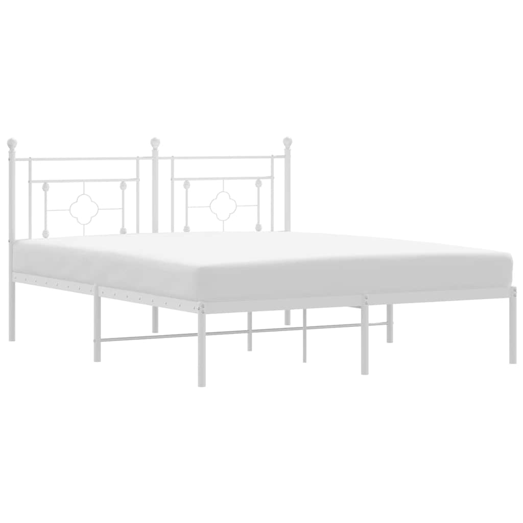 Metalni okvir za krevet s uzglavljem bijeli 150x200 cm