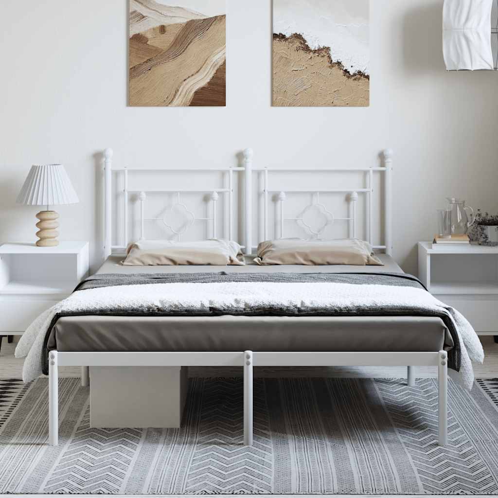 Metalni okvir za krevet s uzglavljem bijeli 150x200 cm