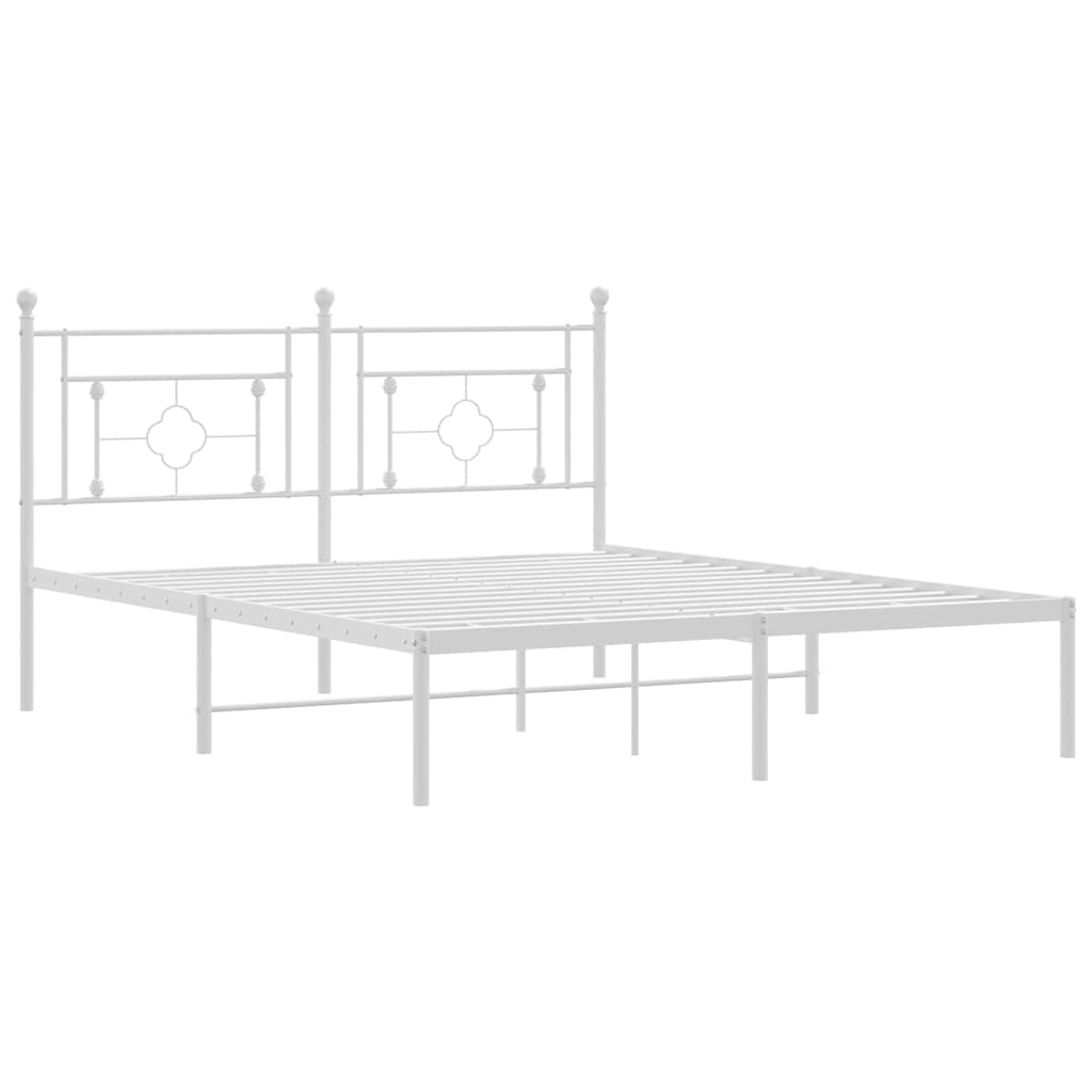 Metalni okvir za krevet s uzglavljem bijeli 150x200 cm