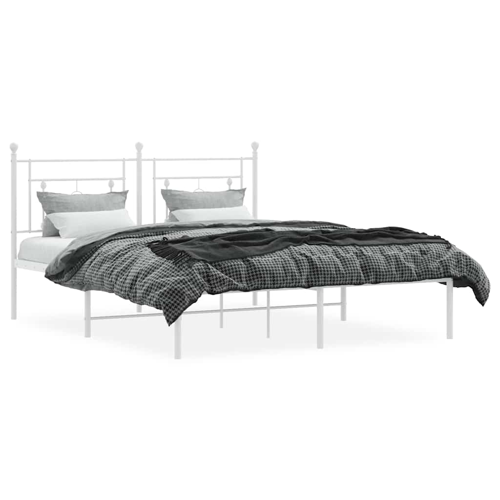 Metalni okvir za krevet s uzglavljem bijeli 150x200 cm