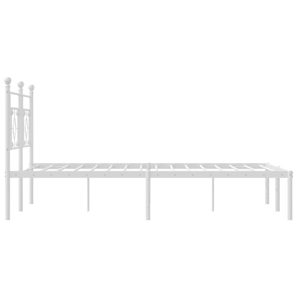 Metalni okvir za krevet s uzglavljem bijeli 160x200 cm