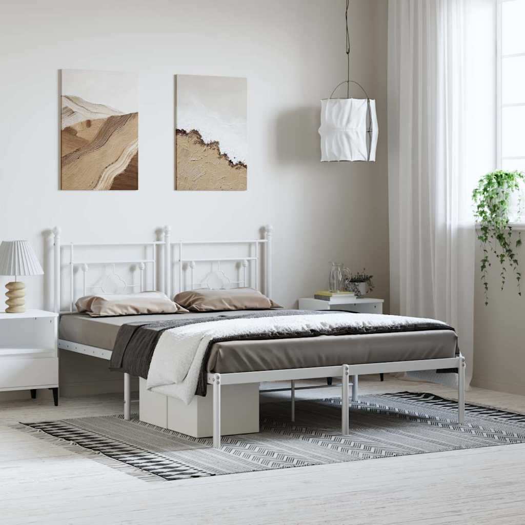 Metalni okvir za krevet s uzglavljem bijeli 193x203 cm