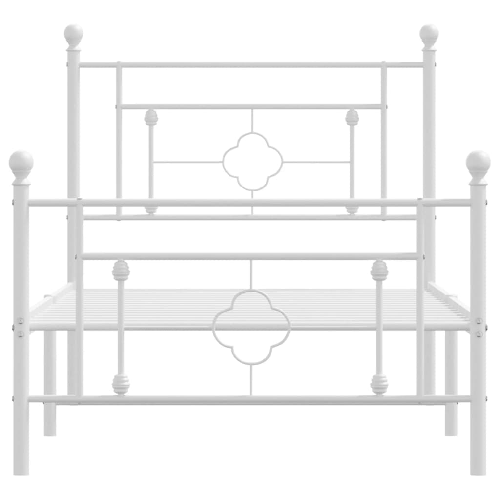 Metalni okvir kreveta uzglavlje i podnožje bijeli 100x190 cm