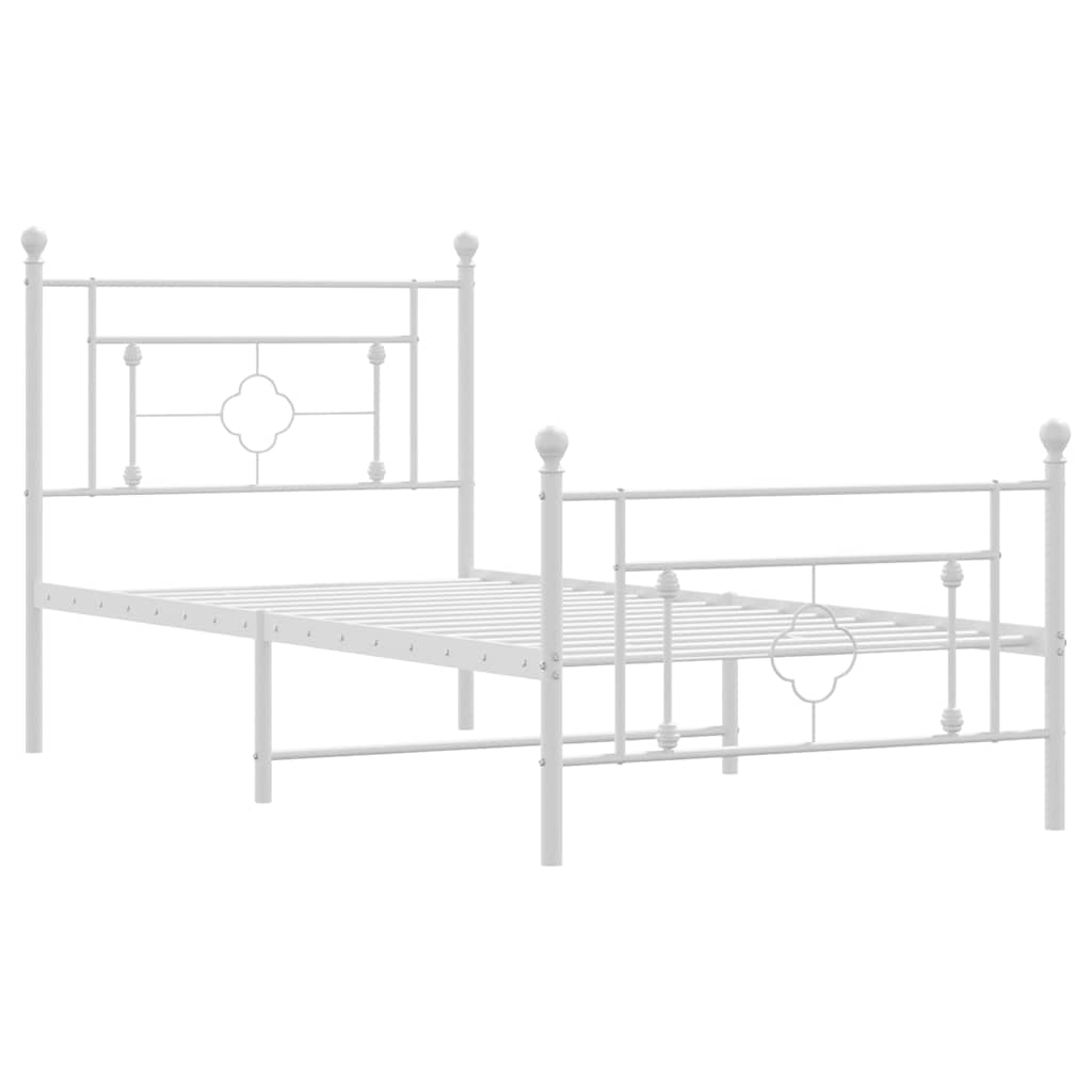Metalni okvir kreveta uzglavlje i podnožje bijeli 100x200 cm