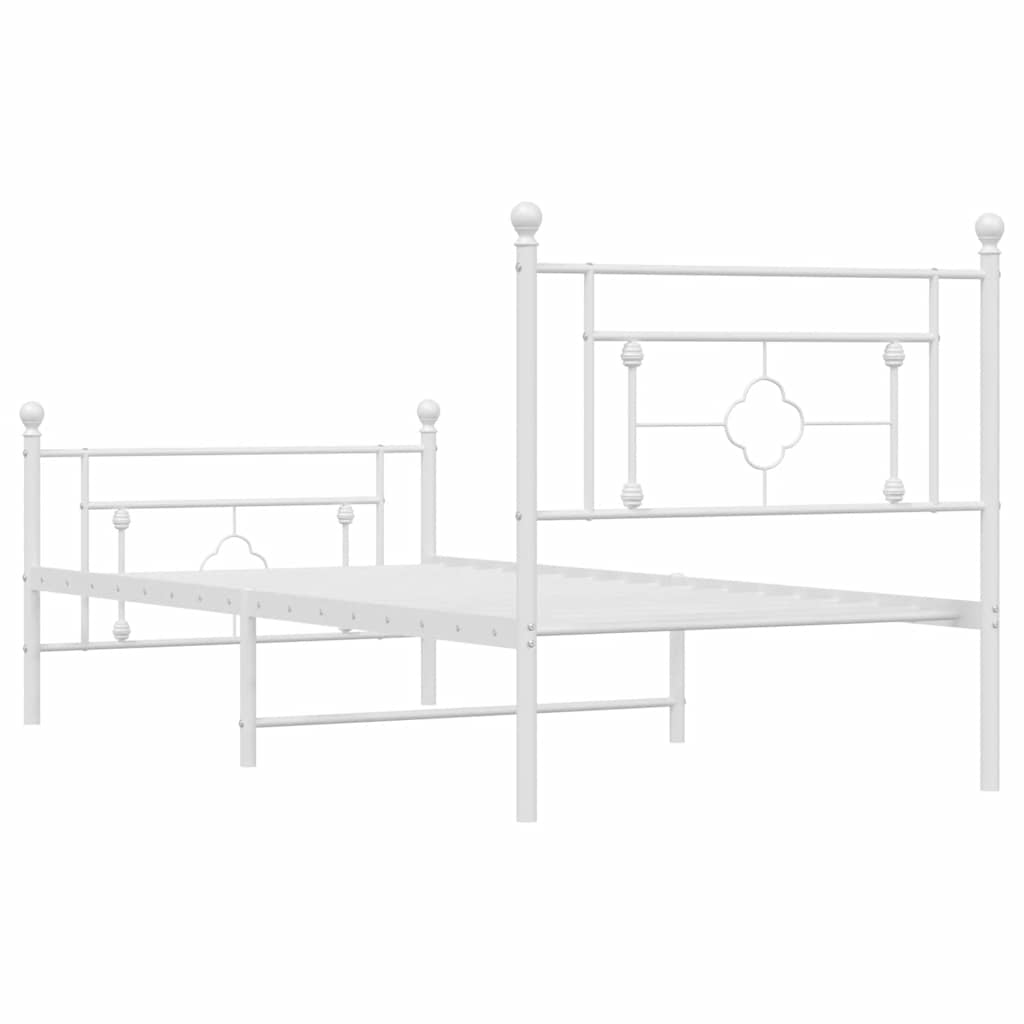Metalni okvir kreveta uzglavlje i podnožje bijeli 100x200 cm