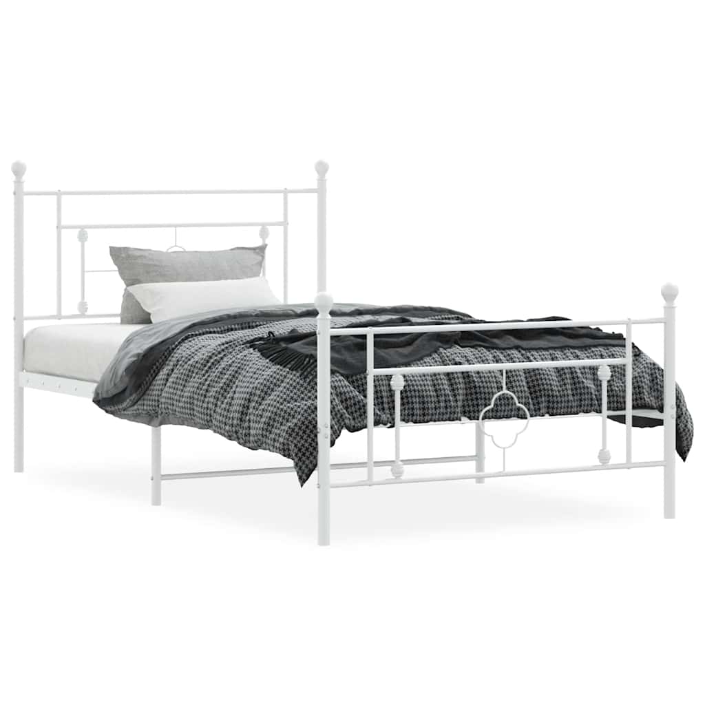 Metalni okvir kreveta uzglavlje i podnožje bijeli 107x203 cm