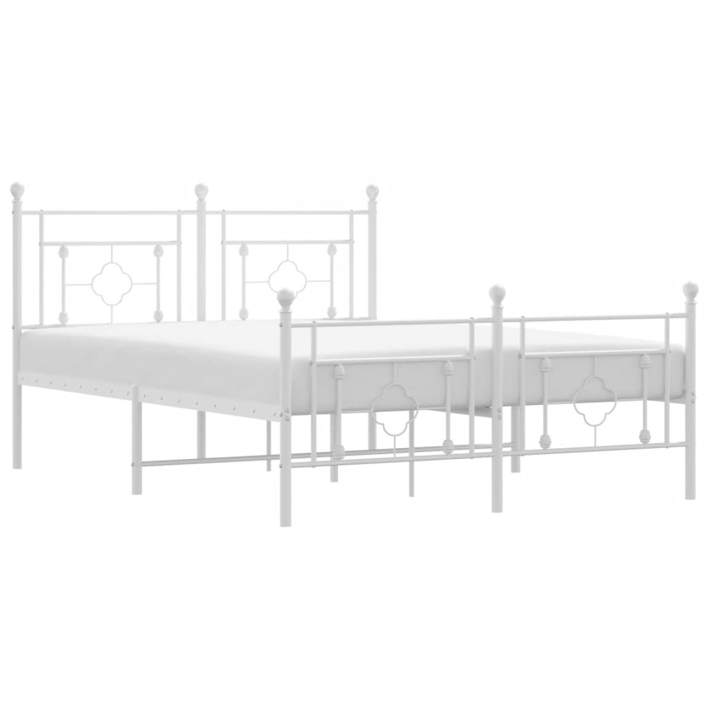 Metalni okvir kreveta uzglavlje i podnožje bijeli 135 x 190 cm