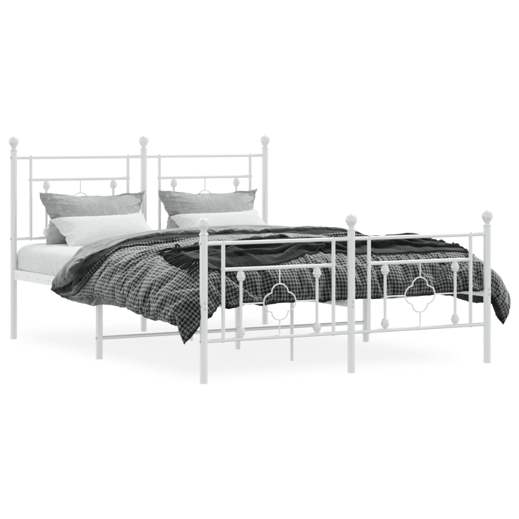 Metalni okvir kreveta uzglavlje i podnožje bijeli 135 x 190 cm