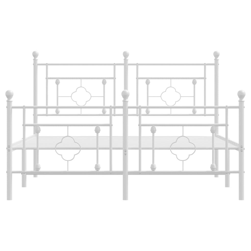 Metalni okvir kreveta uzglavlje i podnožje bijeli 135 x 190 cm