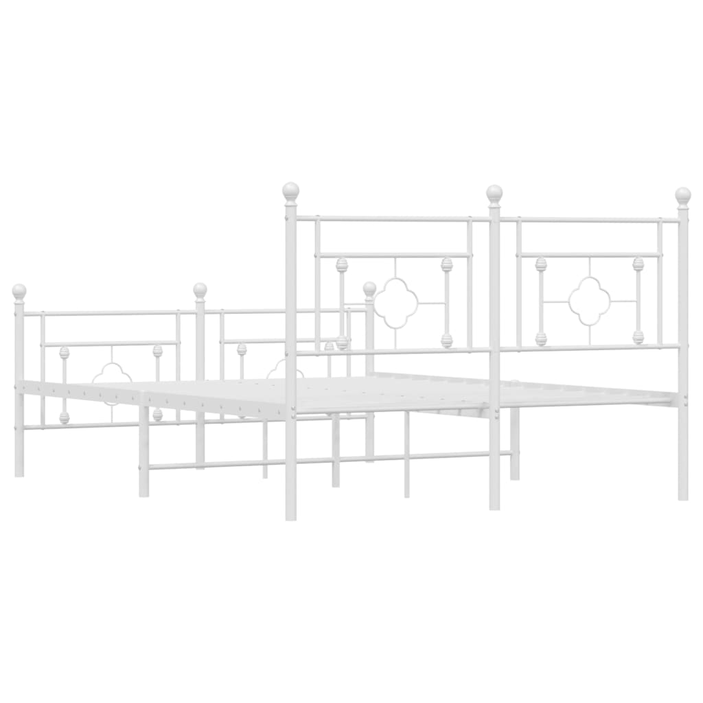 Metalni okvir kreveta uzglavlje i podnožje bijeli 140 x 190 cm