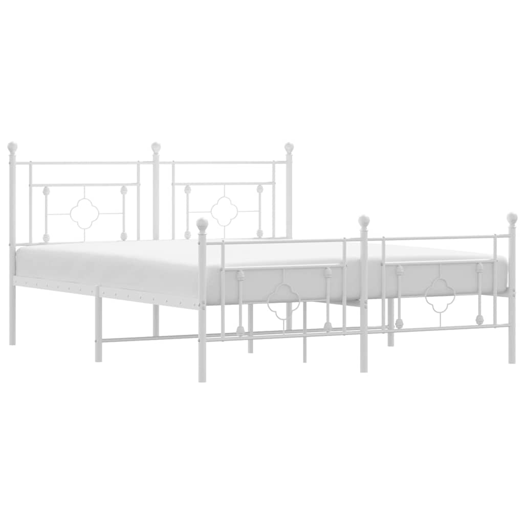 Metalni okvir kreveta uzglavlje i podnožje bijeli 150 x 200 cm