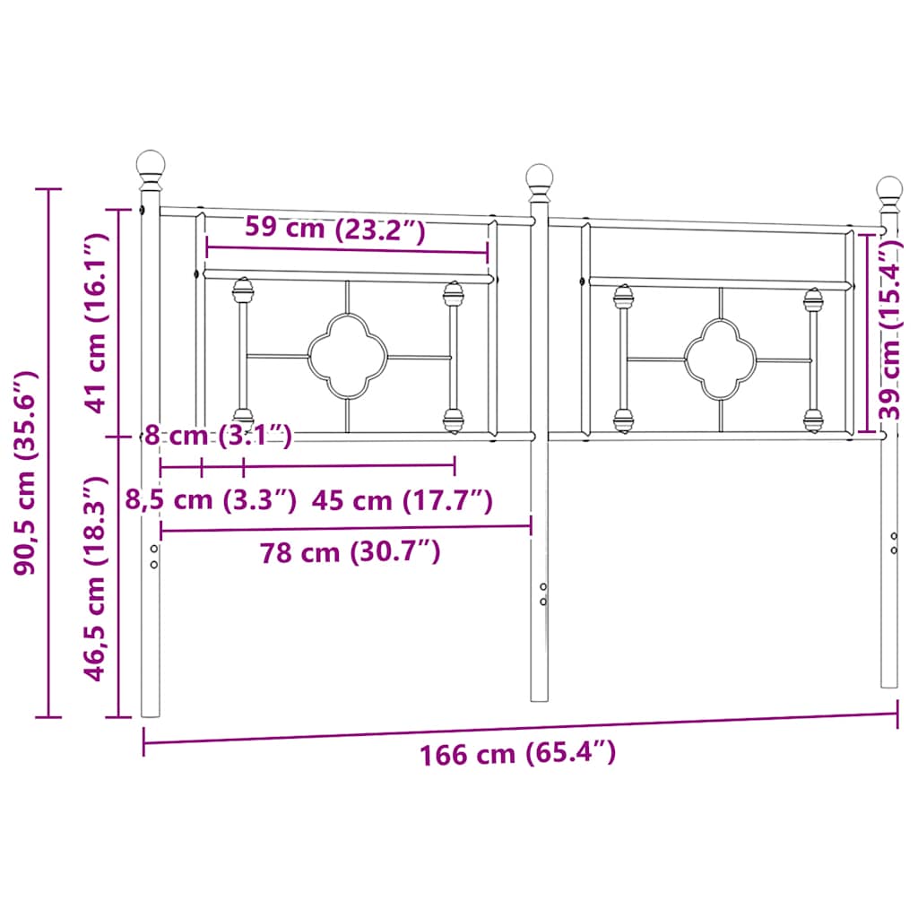 Metalno zamjensko uzglavlje bijelo 160 cm