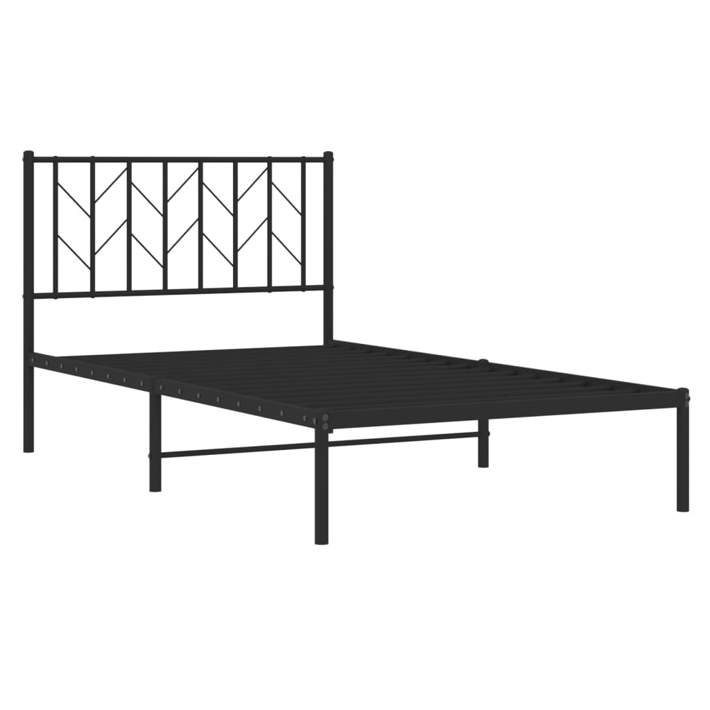 Metalni okvir za krevet s uzglavljem crni 100x190 cm