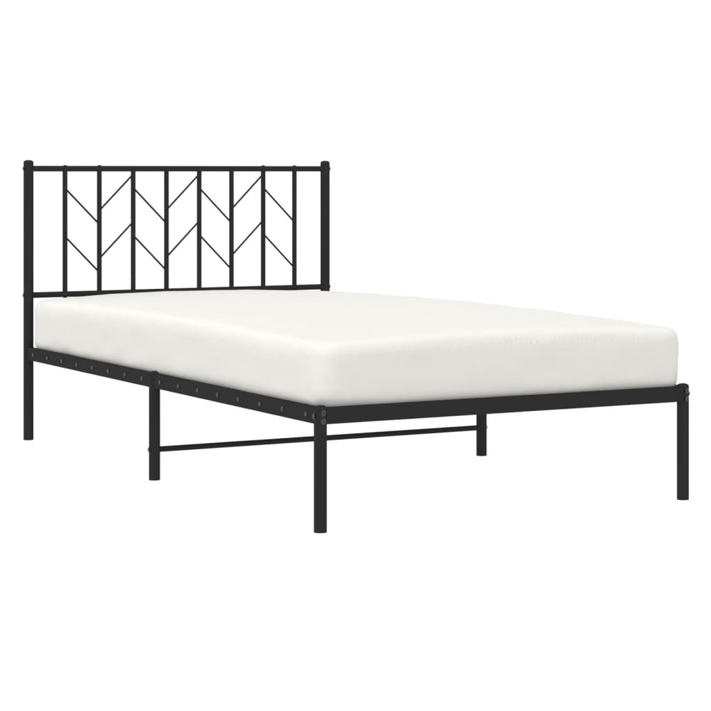 Metalni okvir za krevet s uzglavljem crni 107x203 cm