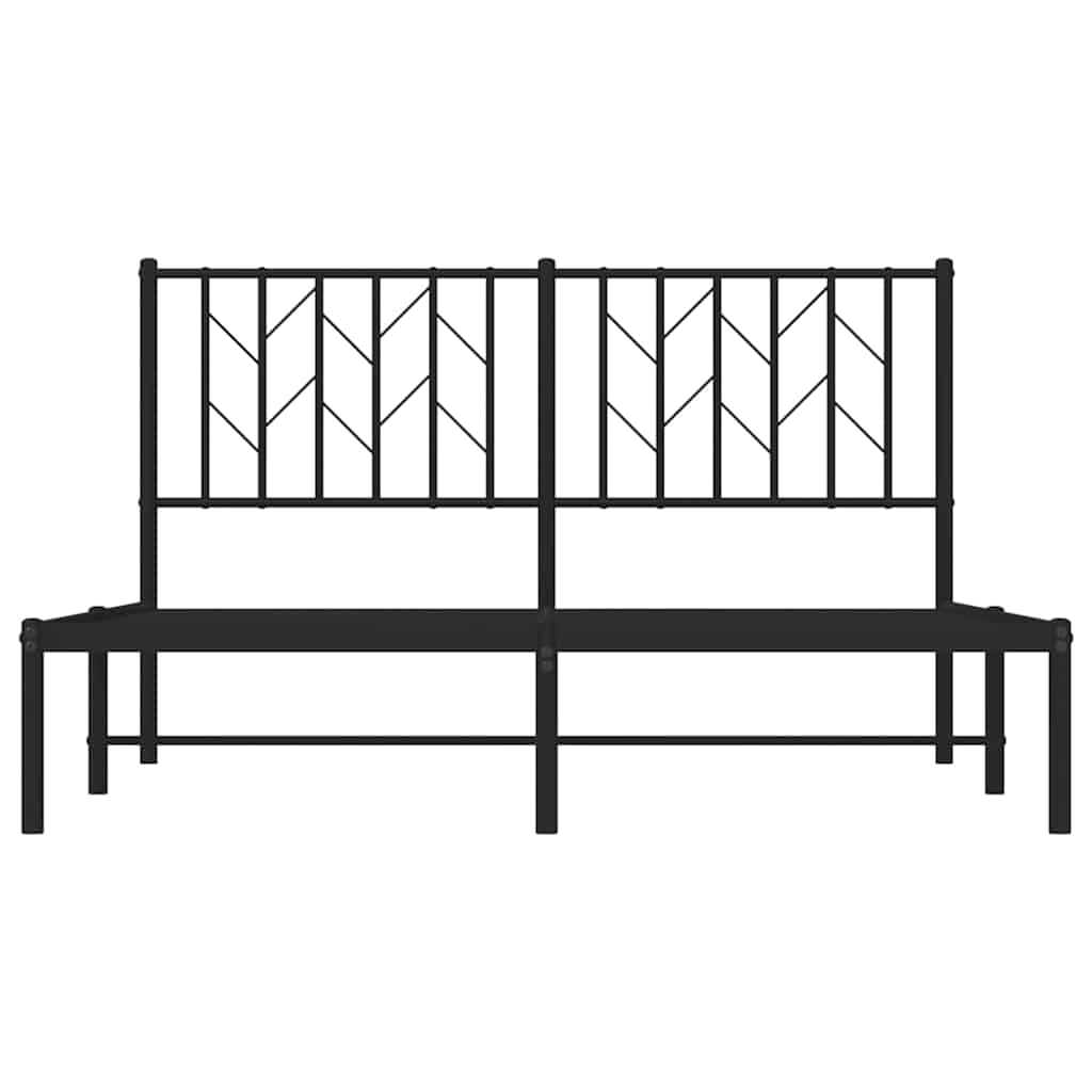 Metalni okvir za krevet s uzglavljem crni 140x190 cm