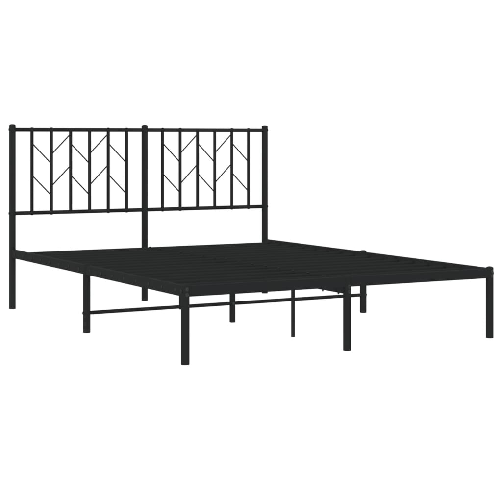 Metalni okvir za krevet s uzglavljem crni 140x200 cm