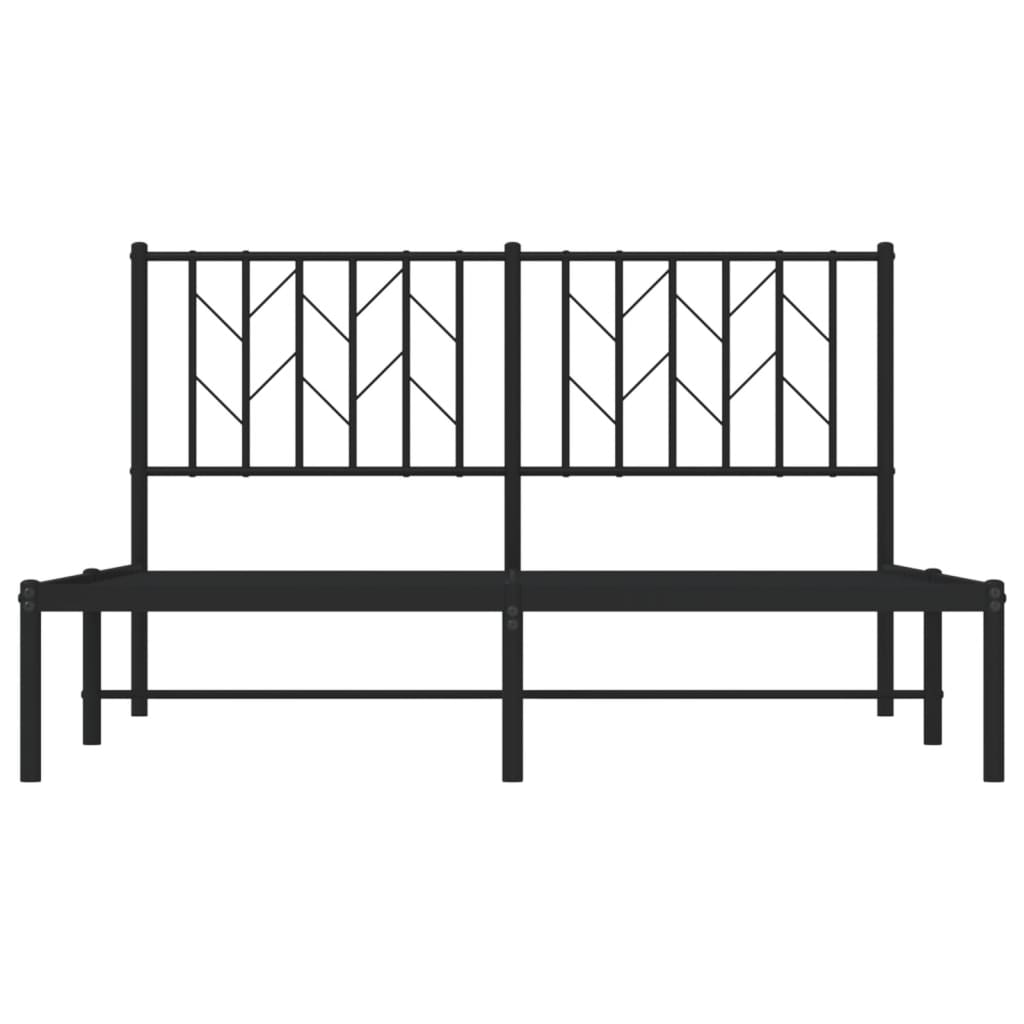 Metalni okvir za krevet s uzglavljem crni 140x200 cm