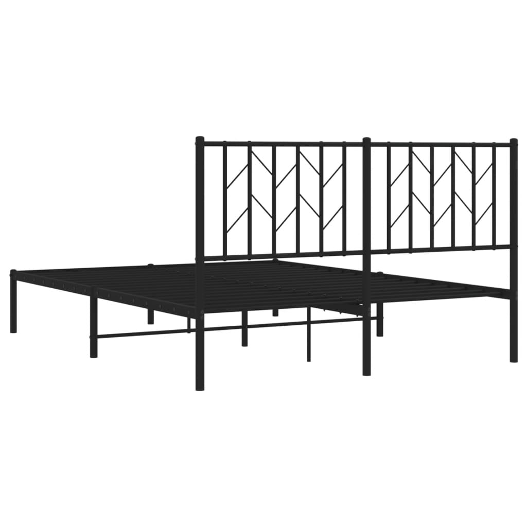 Metalni okvir za krevet s uzglavljem crni 140x200 cm