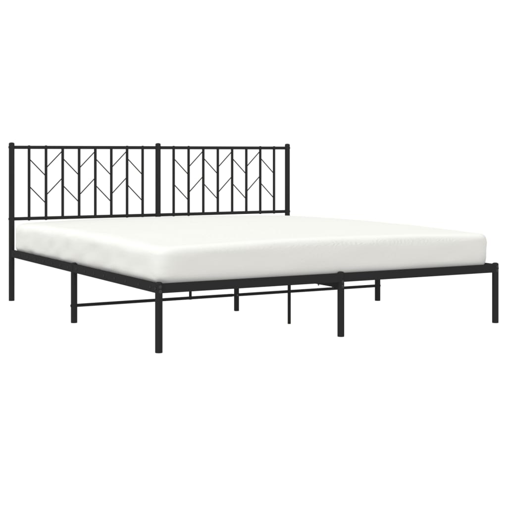 Metalni okvir za krevet s uzglavljem crni 180x200 cm