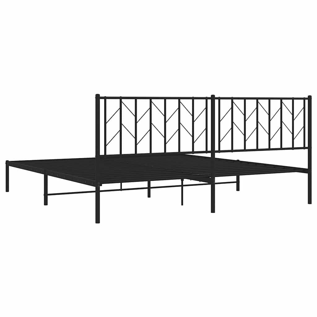 Metalni okvir za krevet s uzglavljem crni 193x203 cm