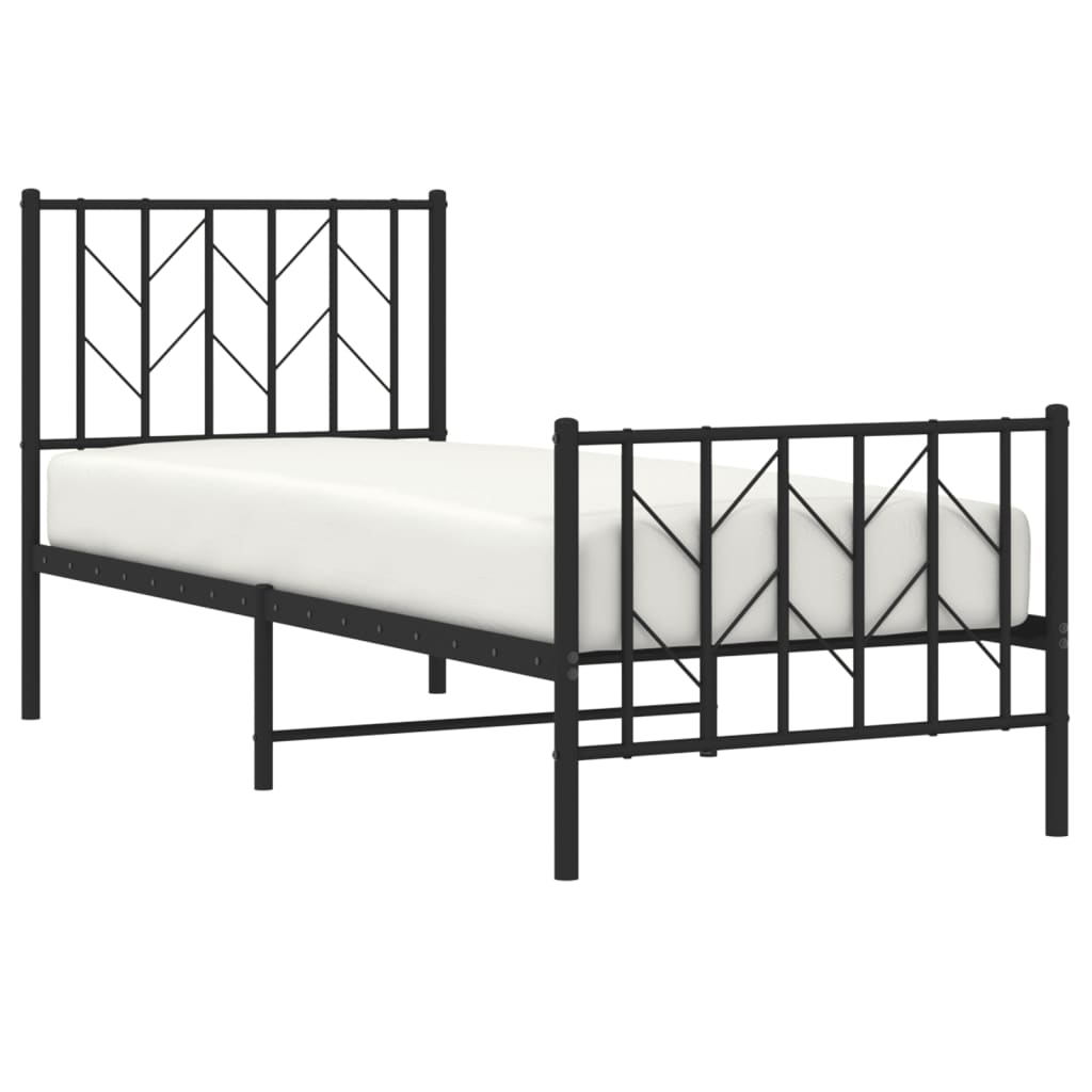 Metalni okvir kreveta uzglavlje i podnožje crni 75x190 cm