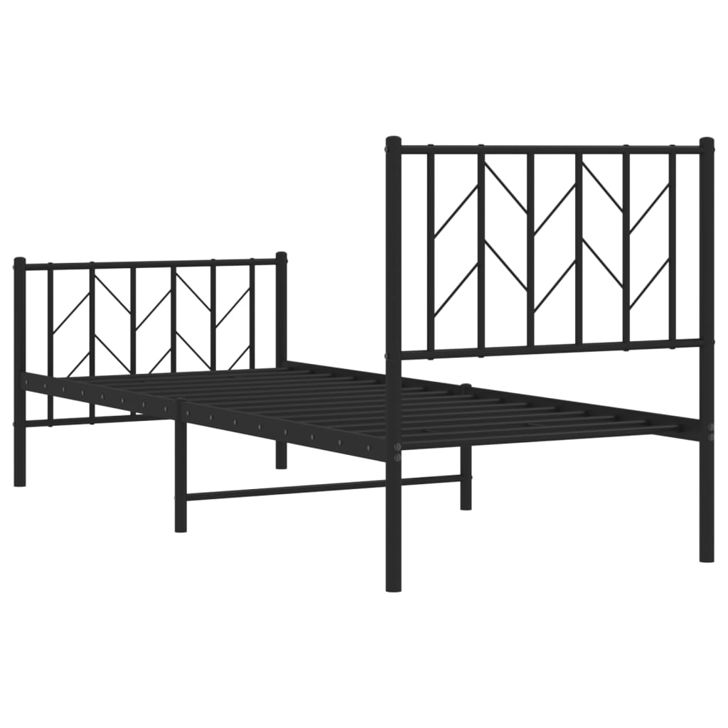 Metalni okvir kreveta uzglavlje i podnožje crni 75x190 cm
