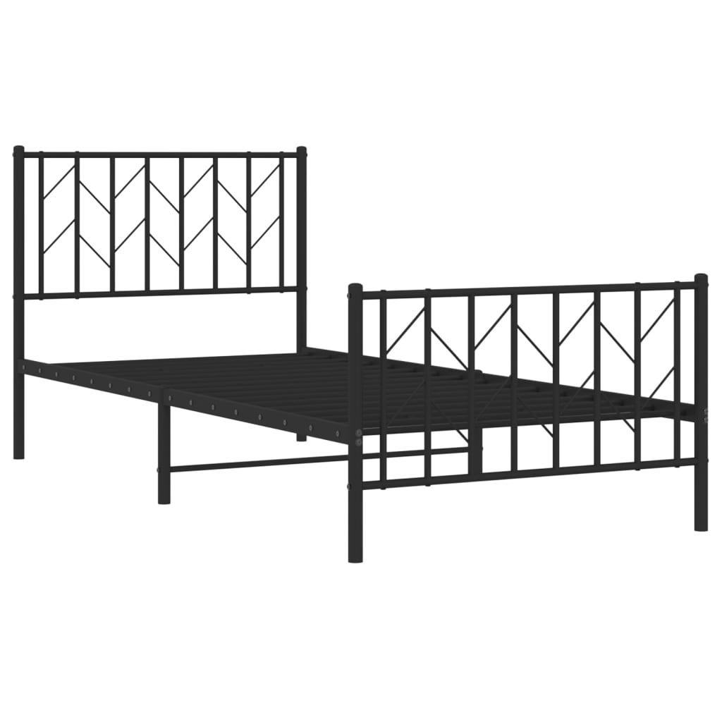 Metalni okvir kreveta uzglavlje i podnožje crni 90 x 200 cm