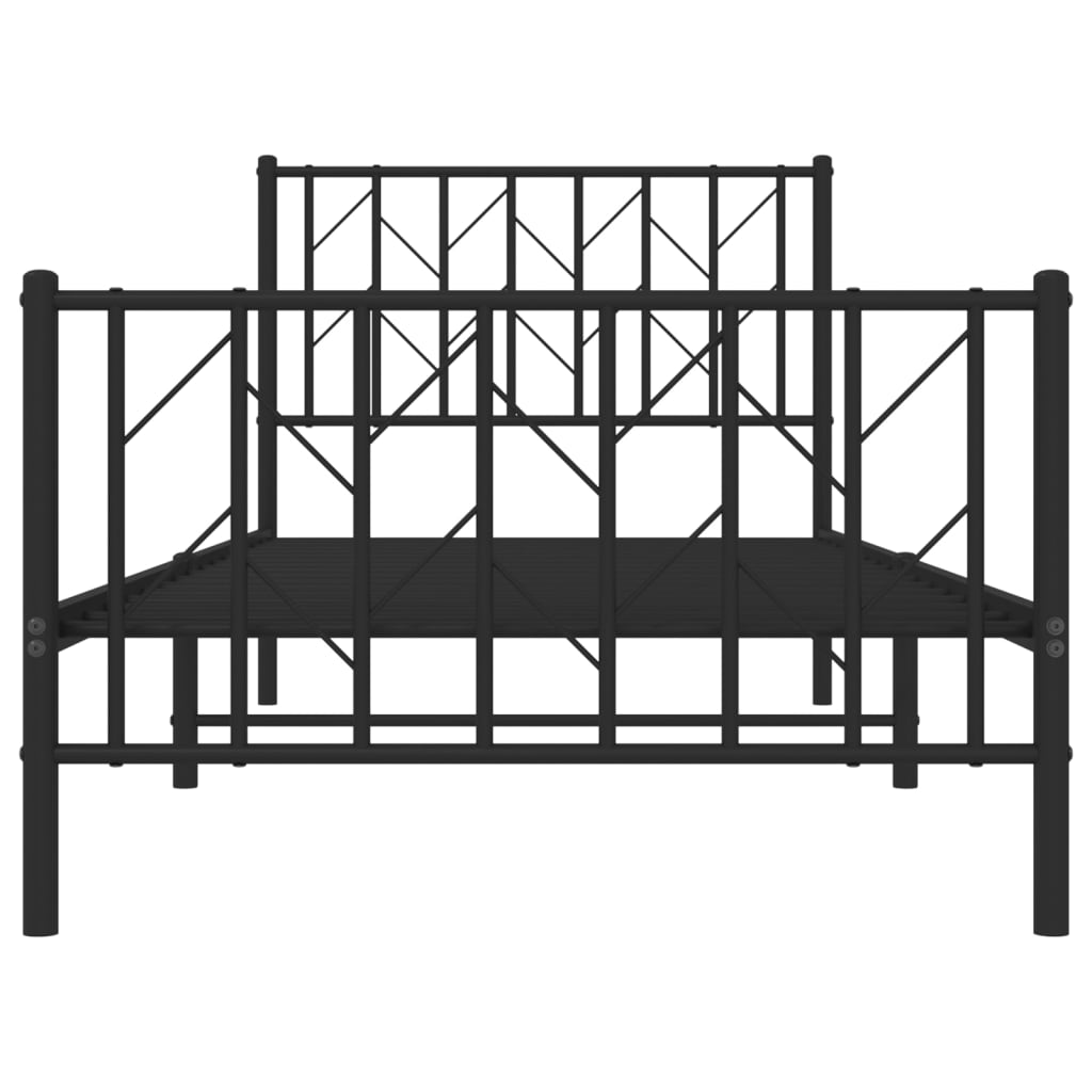 Metalni okvir kreveta uzglavlje i podnožje crni 90 x 200 cm