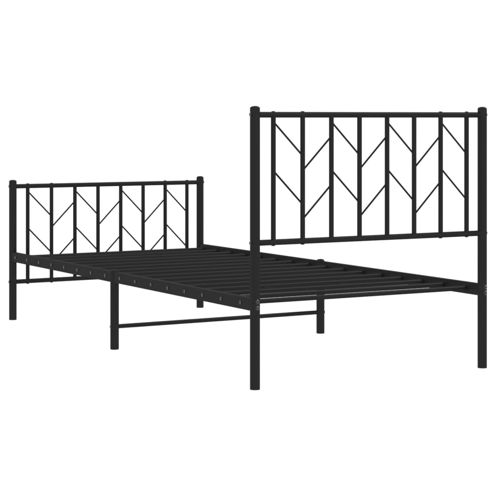 Metalni okvir kreveta uzglavlje i podnožje crni 90 x 200 cm
