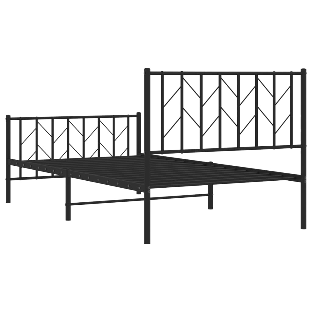 Metalni okvir kreveta uzglavlje i podnožje crni 100x190 cm