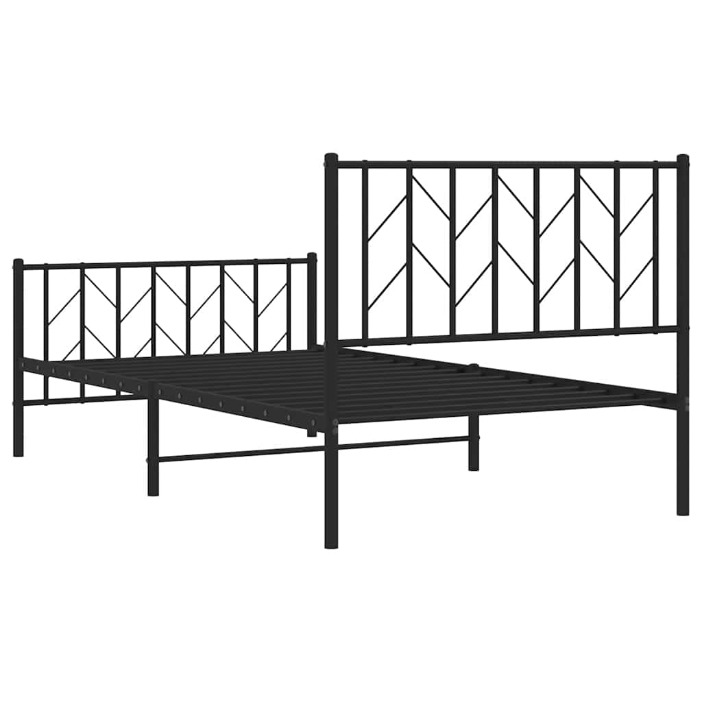 Metalni okvir kreveta uzglavlje i podnožje crni 100x200 cm