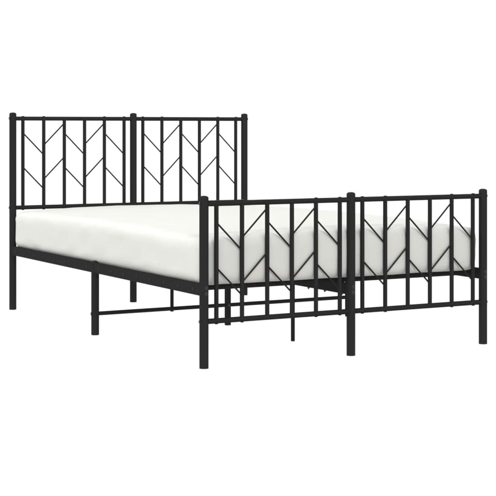 Metalni okvir kreveta uzglavlje i podnožje crni 120x200 cm