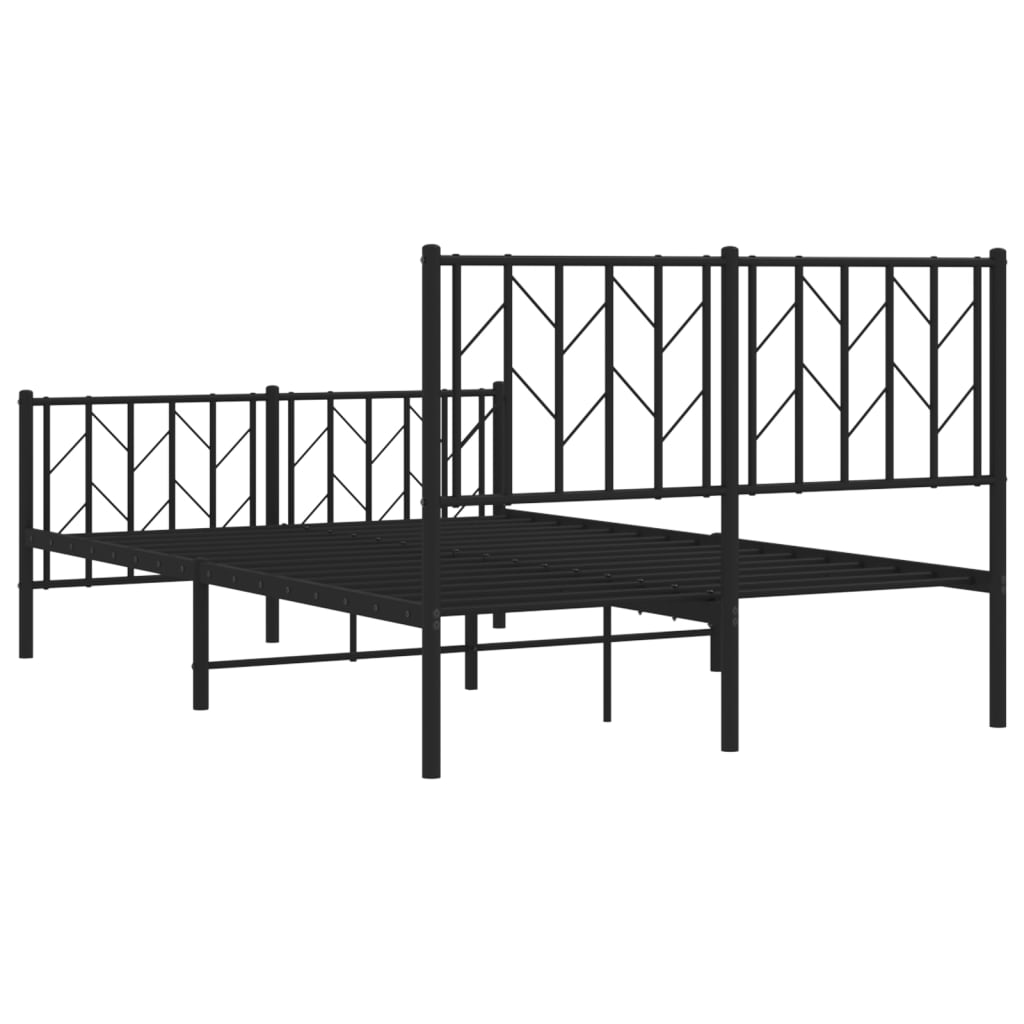 Metalni okvir kreveta uzglavlje i podnožje crni 120x200 cm