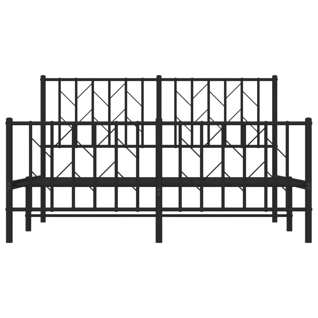 Metalni okvir kreveta uzglavlje i podnožje crni 135x190 cm