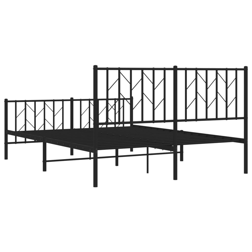 Metalni okvir kreveta uzglavlje i podnožje crni 135x190 cm