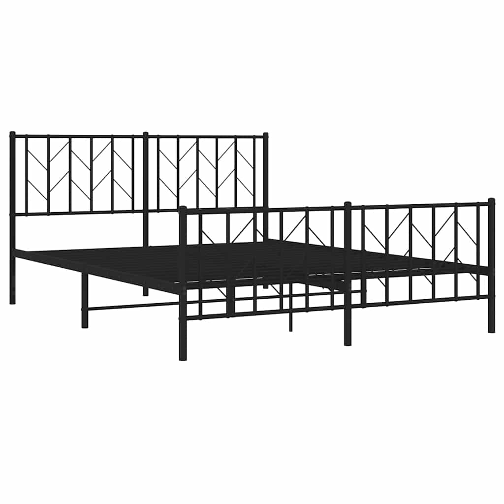 Metalni okvir kreveta uzglavlje i podnožje crni 150x200 cm