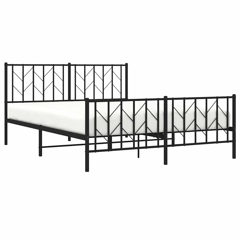 Metalni okvir kreveta uzglavlje i podnožje crni 150x200 cm
