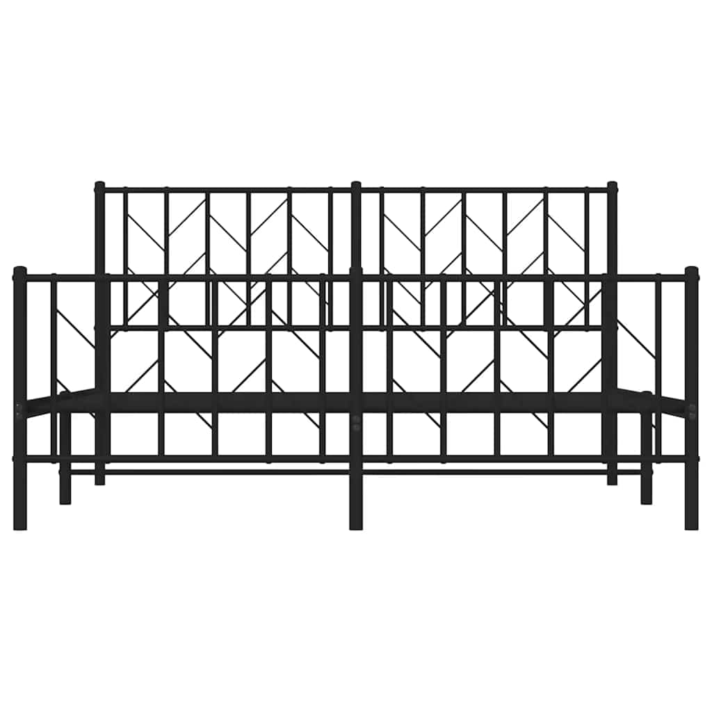 Metalni okvir kreveta uzglavlje i podnožje crni 150x200 cm