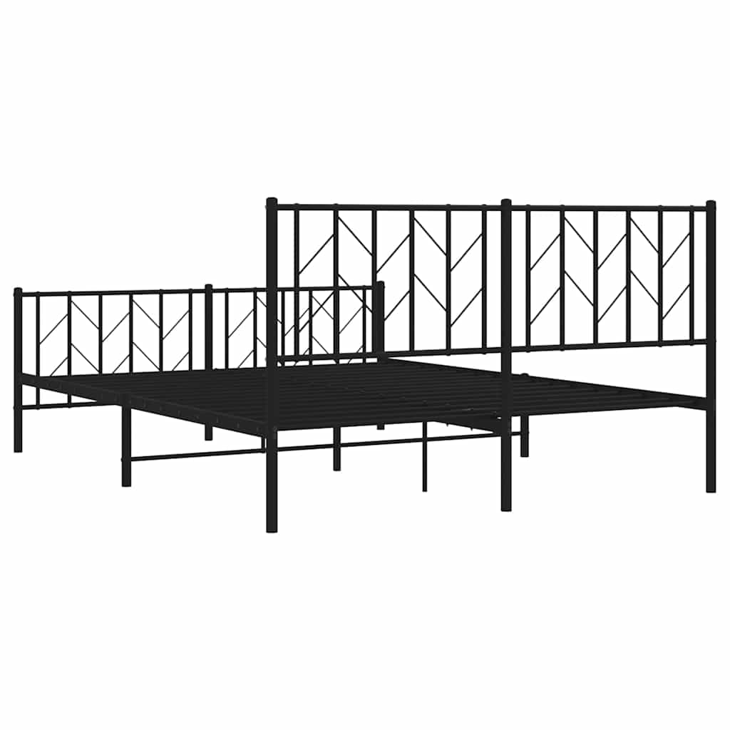 Metalni okvir kreveta uzglavlje i podnožje crni 150x200 cm