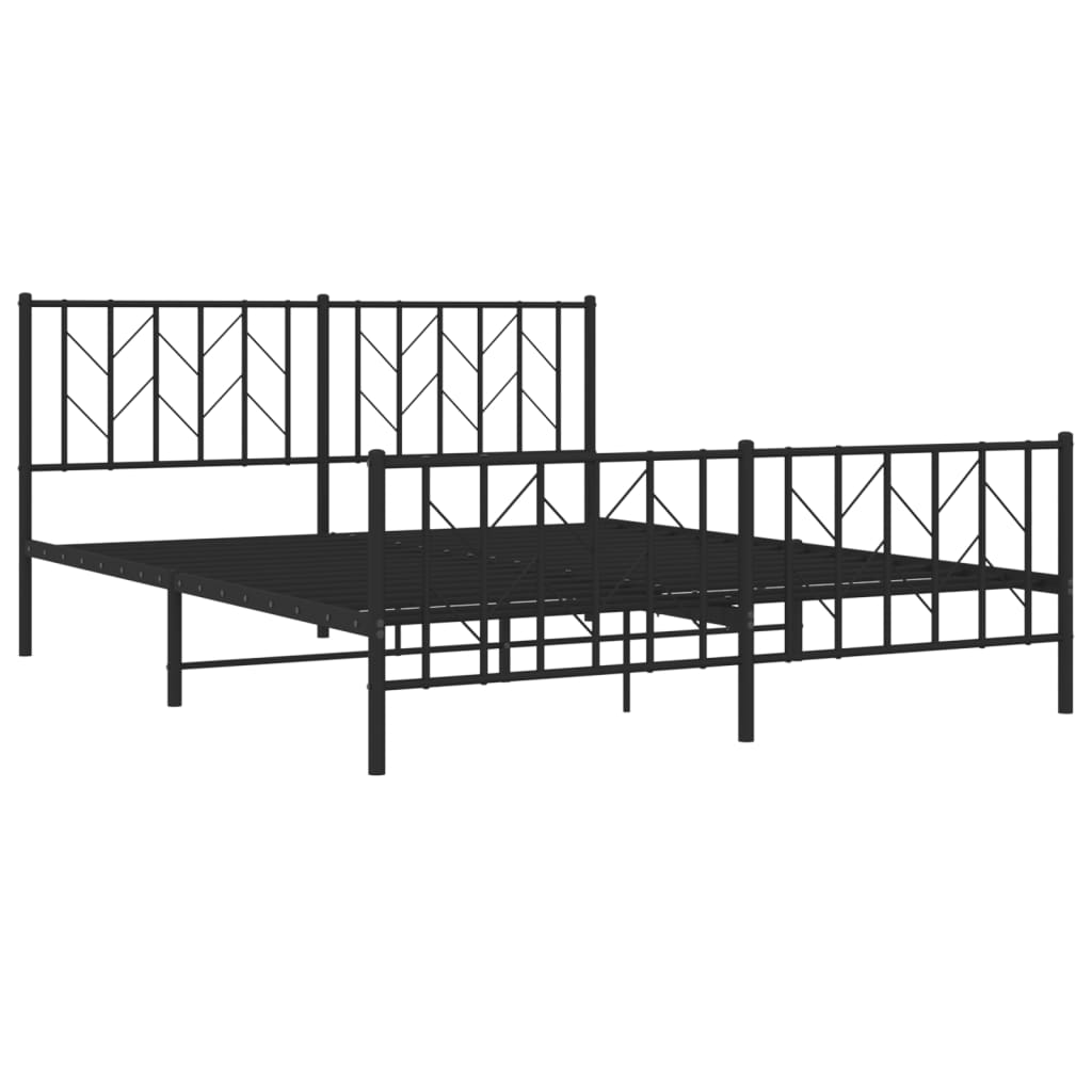 Metalni okvir kreveta uzglavlje i podnožje crni 160x200 cm