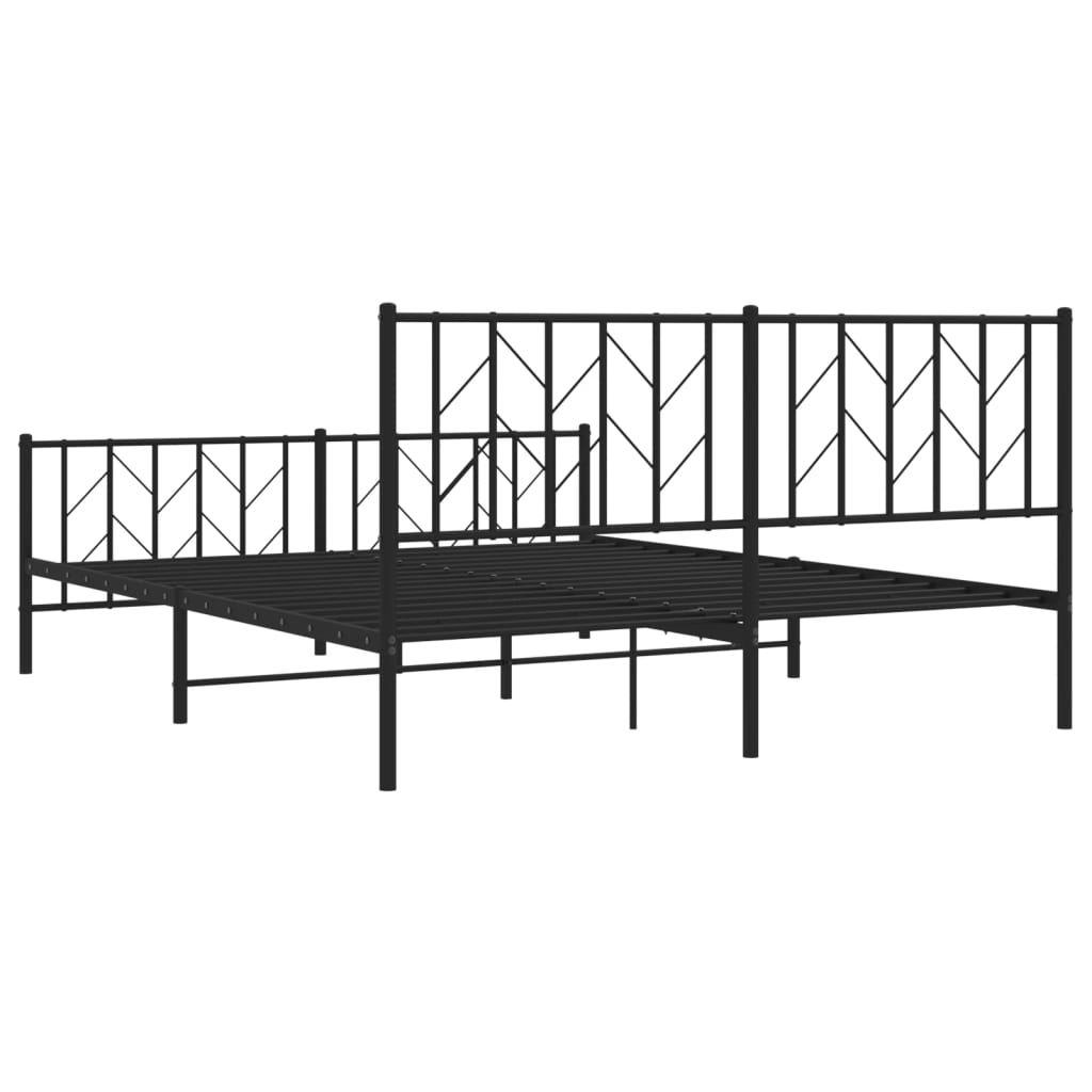 Metalni okvir kreveta uzglavlje i podnožje crni 160x200 cm