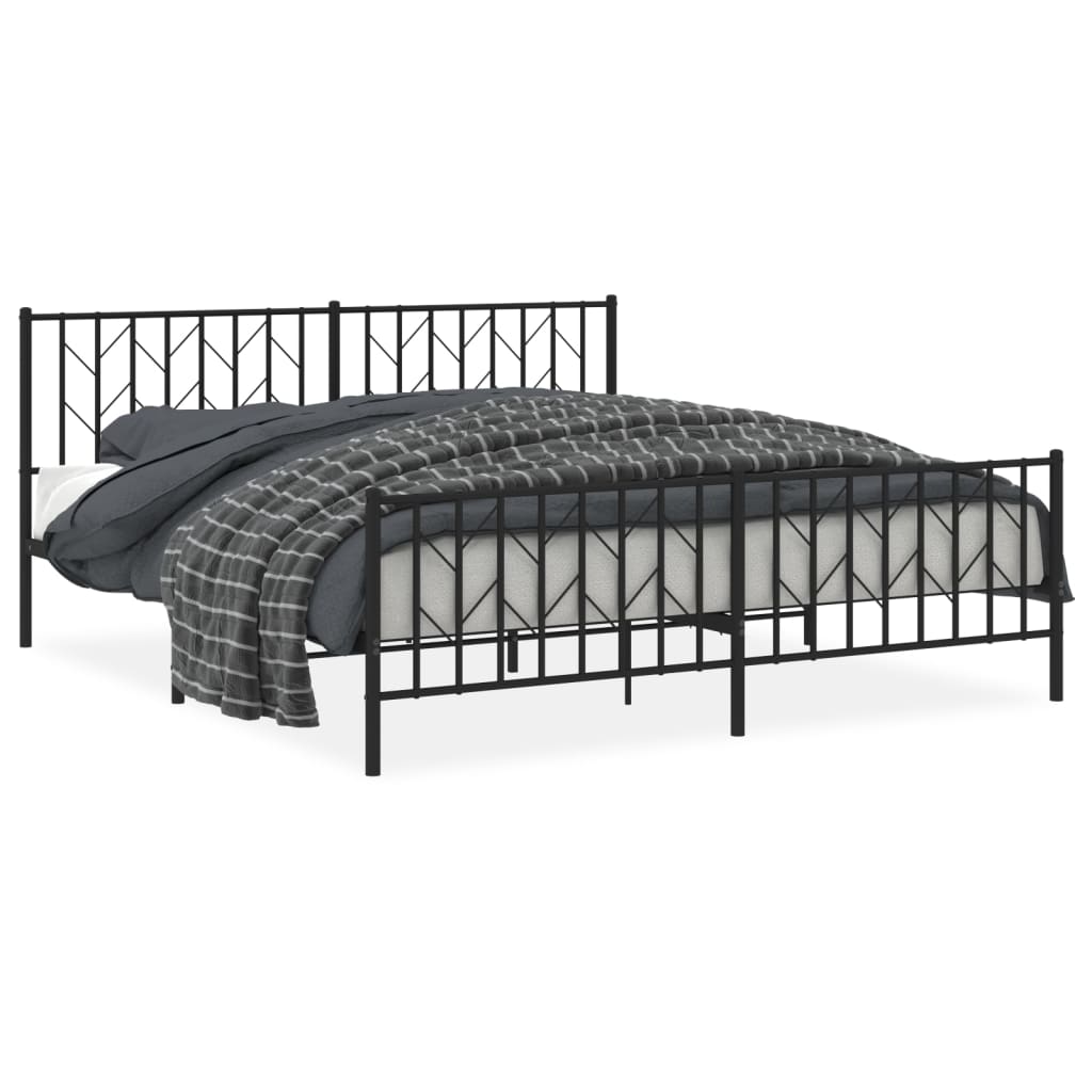 Metalni okvir kreveta uzglavlje i podnožje crni 183x213 cm