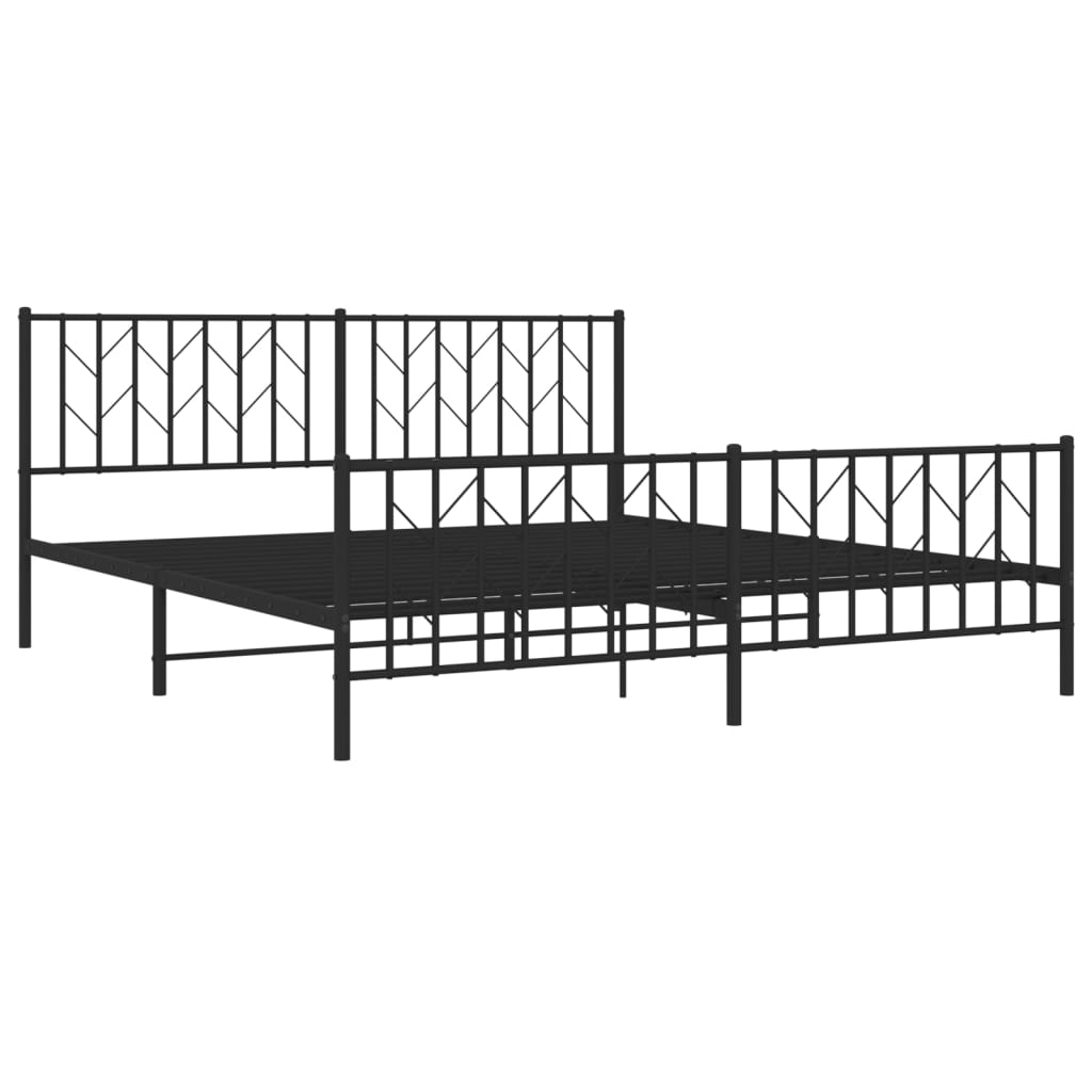 Metalni okvir kreveta uzglavlje i podnožje crni 183x213 cm