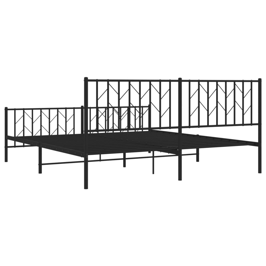 Metalni okvir kreveta uzglavlje i podnožje crni 183x213 cm