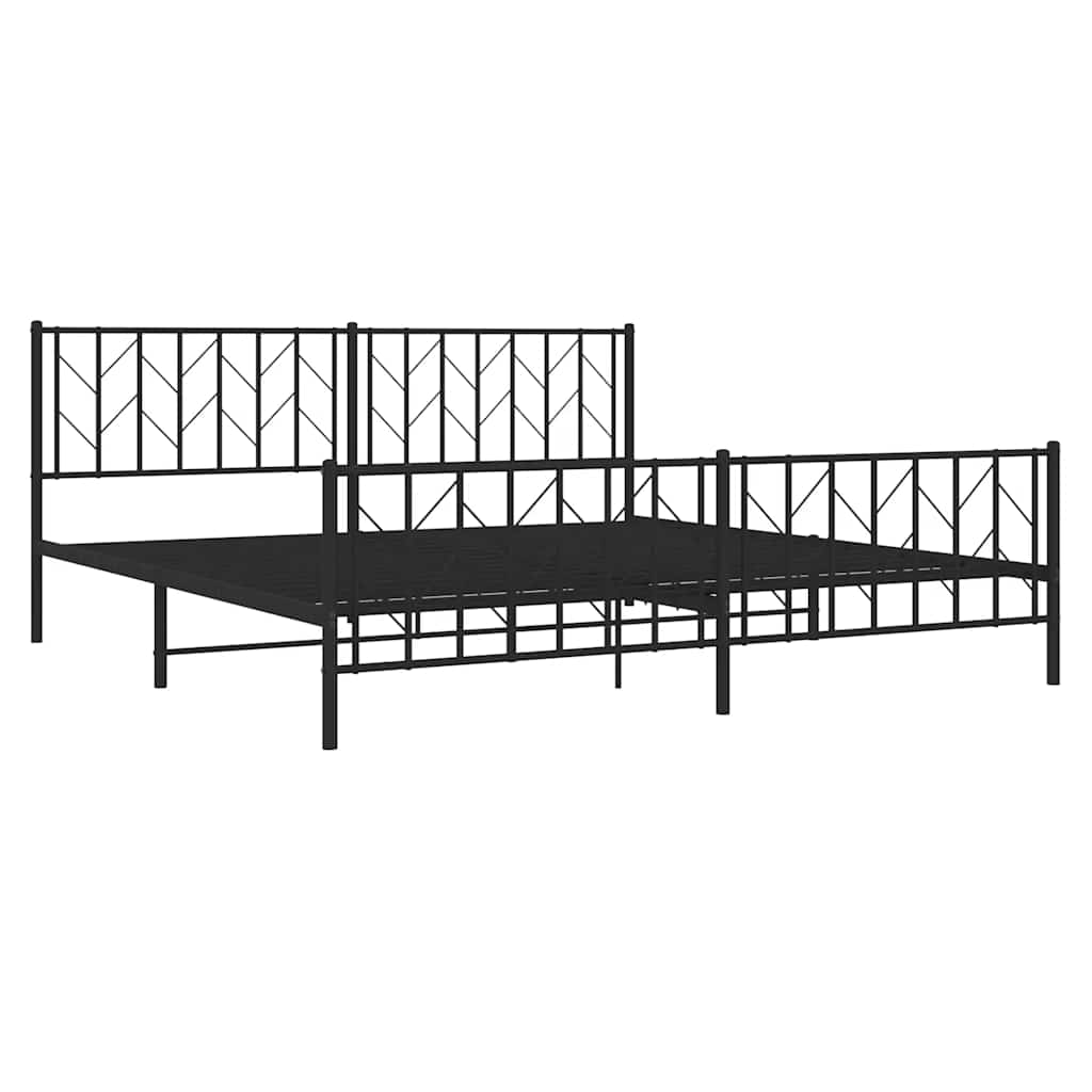 Metalni okvir kreveta uzglavlje i podnožje crni 193x203 cm
