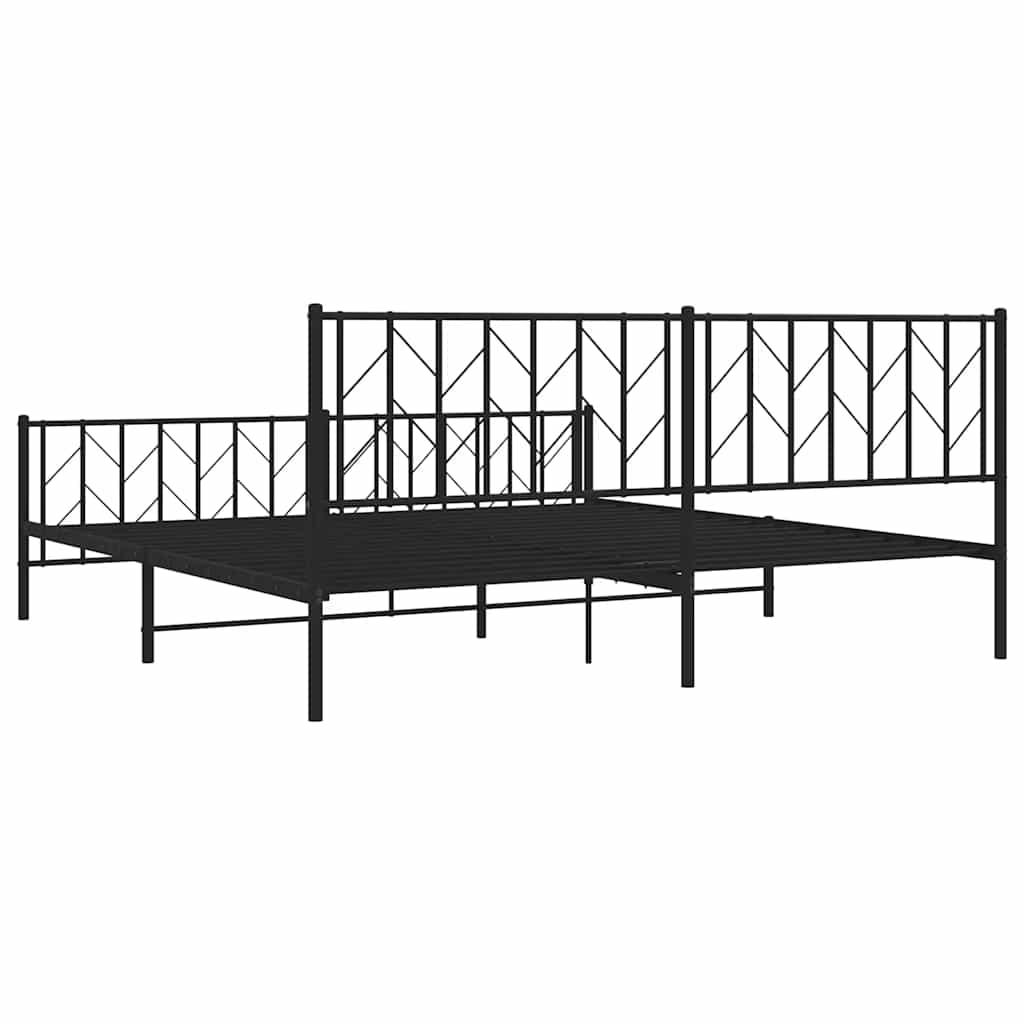 Metalni okvir kreveta uzglavlje i podnožje crni 193x203 cm